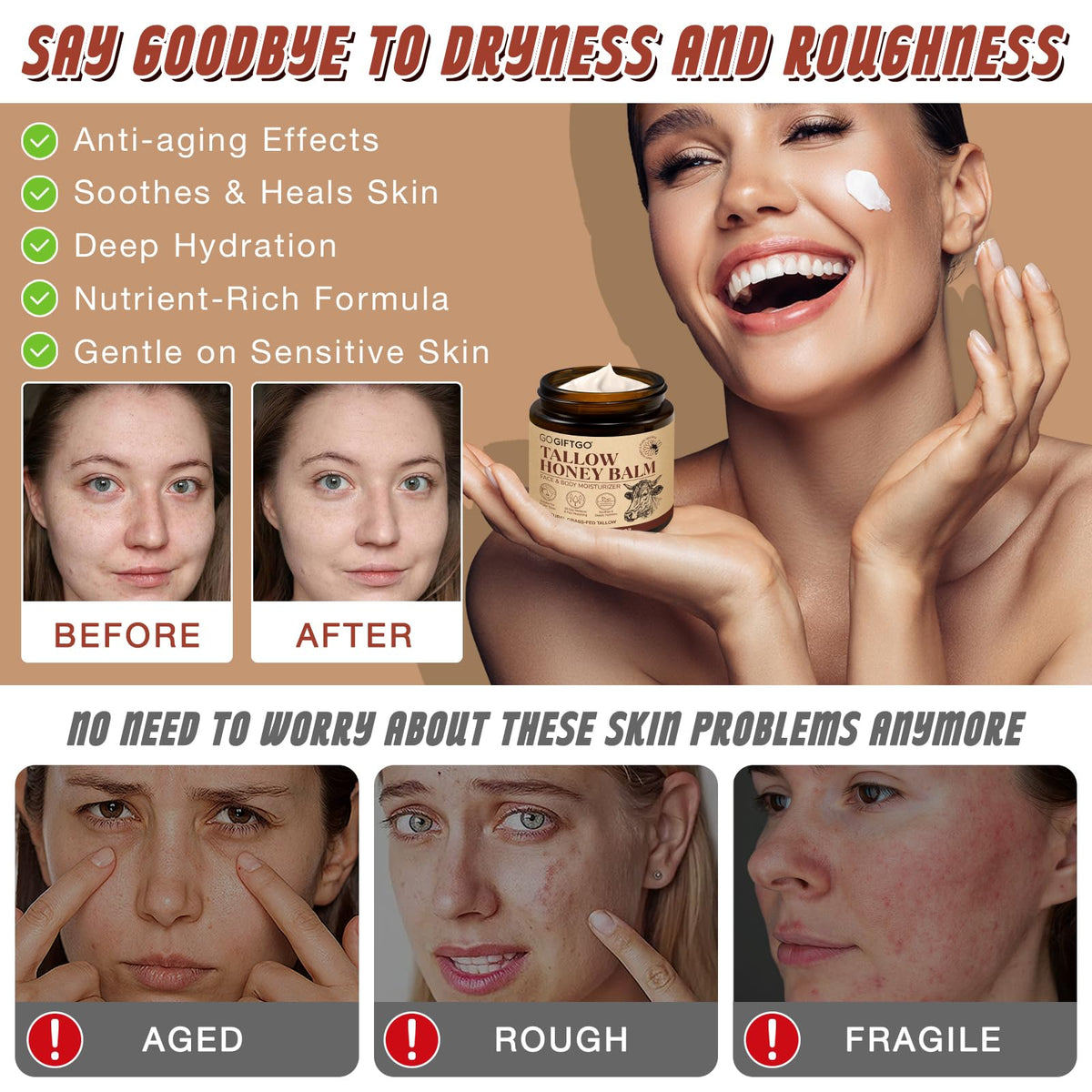 GOGIFTGO raw honey and rendered tallow ingredients highlighting natural nutrients
