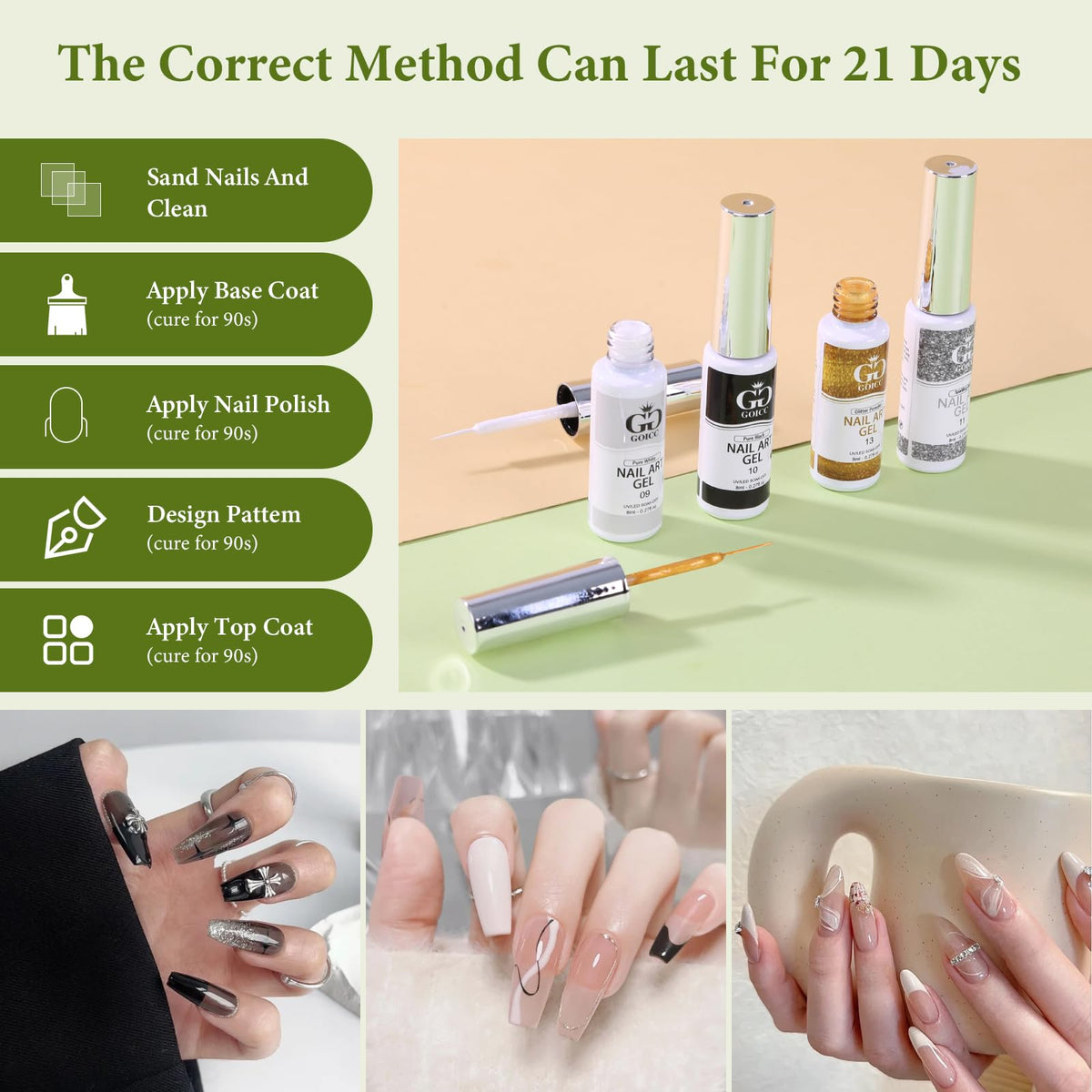 GOICC lifestyle shot of festive manicure showcasing versatile looks