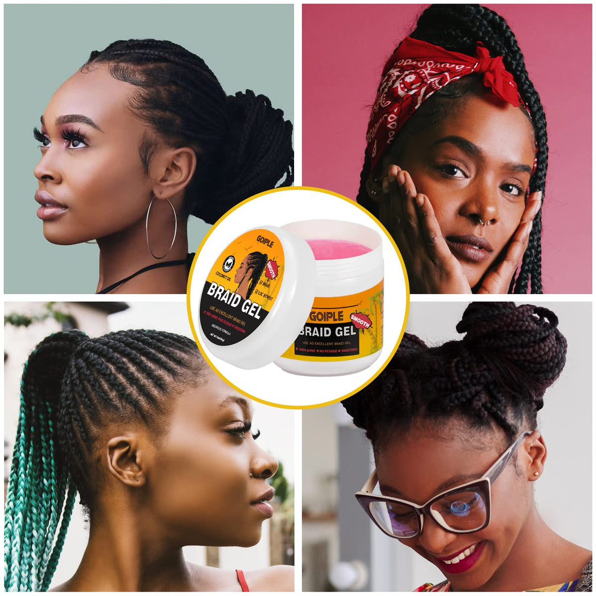Goiple before and after braids showing neater, smoother results
