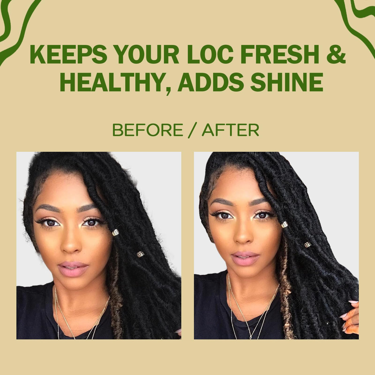 Goiple before and after loc refresh demonstrating improved softness
