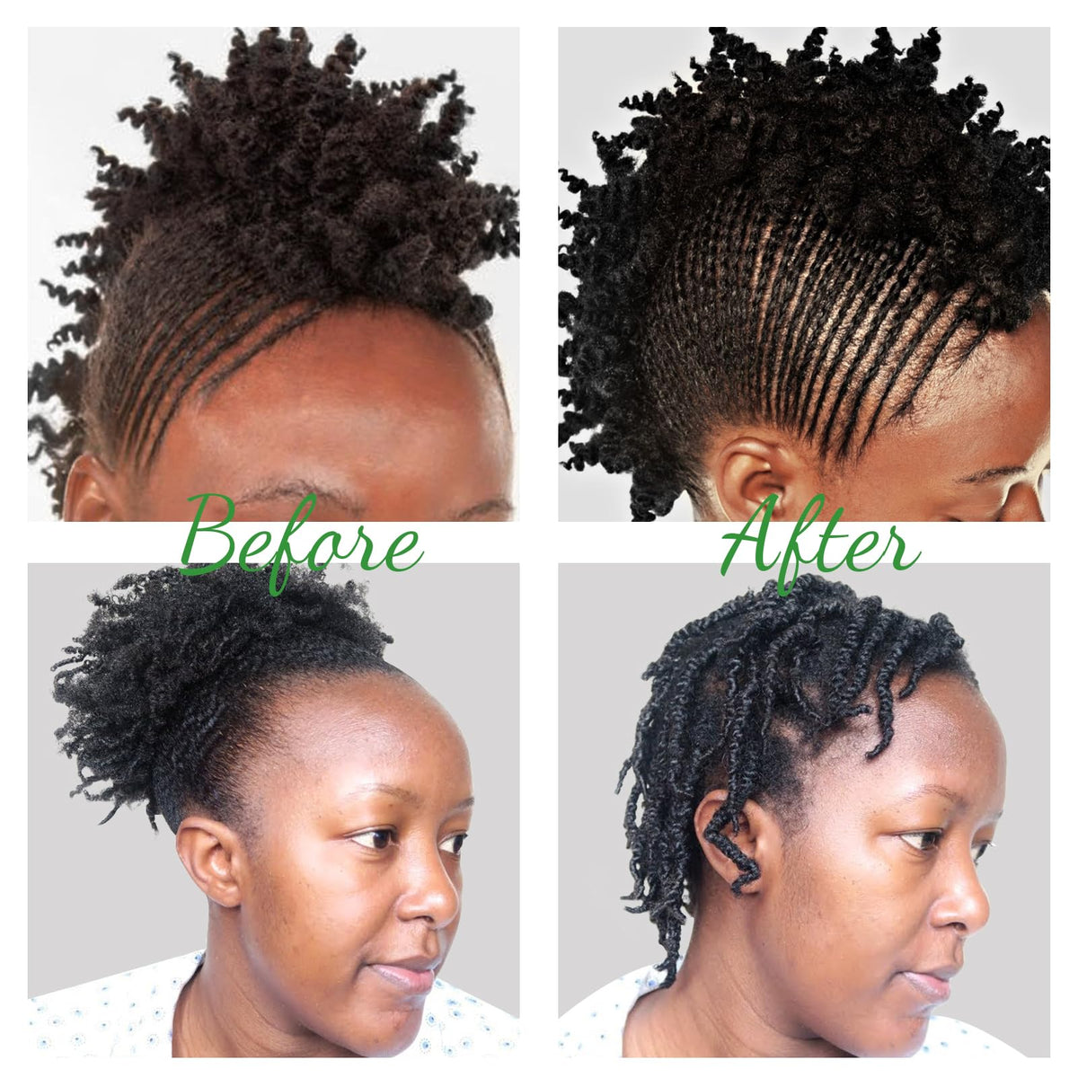 Goiple used on braided hairstyle in casual setting to enhance shine and reduce frizz