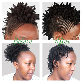 Goiple used on braided hairstyle in casual setting to enhance shine and reduce frizz