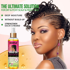 Goiple being massaged into scalp on braids to soothe itch and hydrate