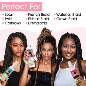 goiple spray being applied to braids to refresh and reduce frizz