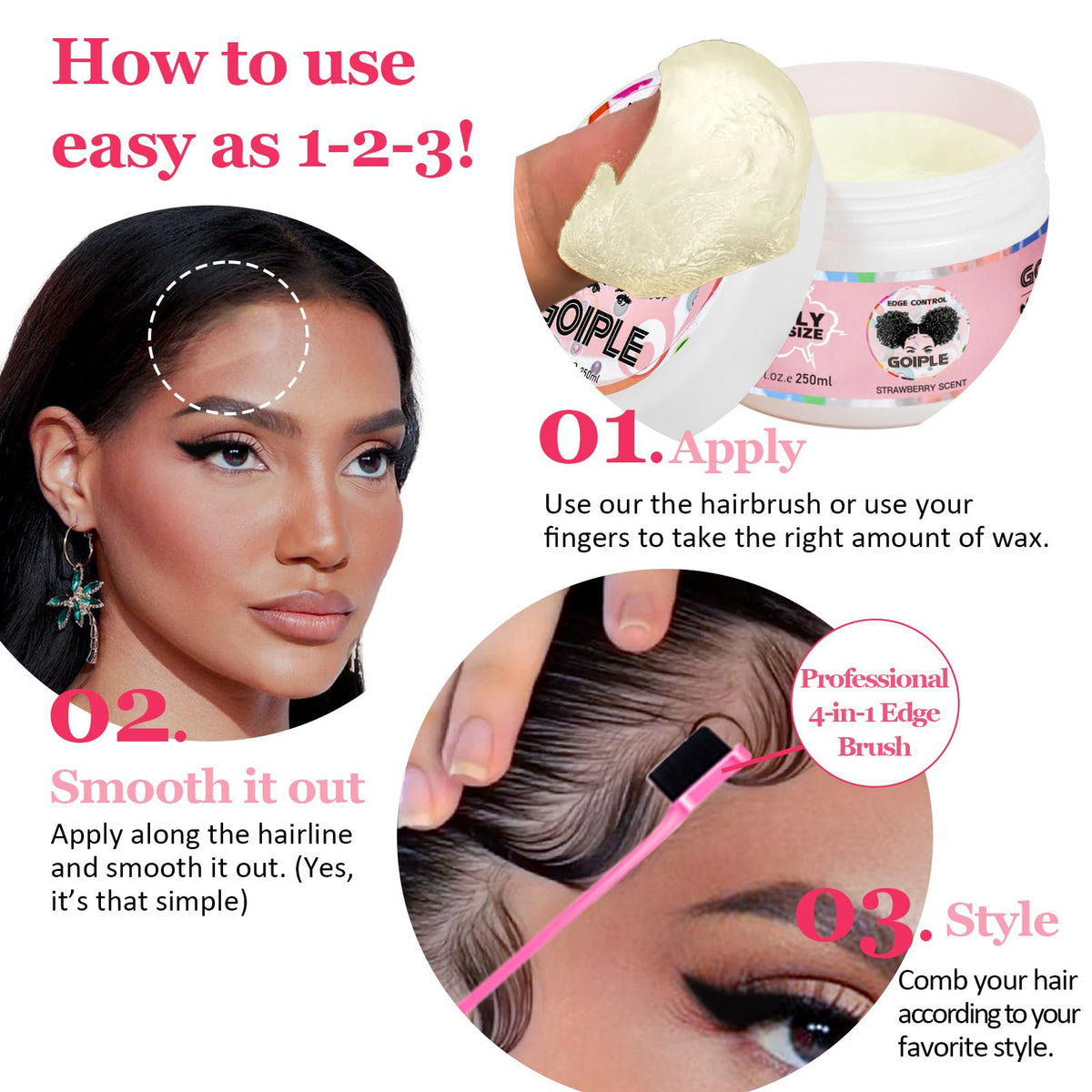 Goiple with styling brush ready for precise edge control