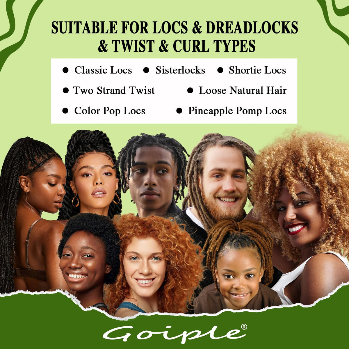 Goiple brush gliding through a dreadlock to show breakage-reducing benefit