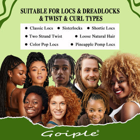 Goiple brush gliding through a dreadlock to show breakage-reducing benefit