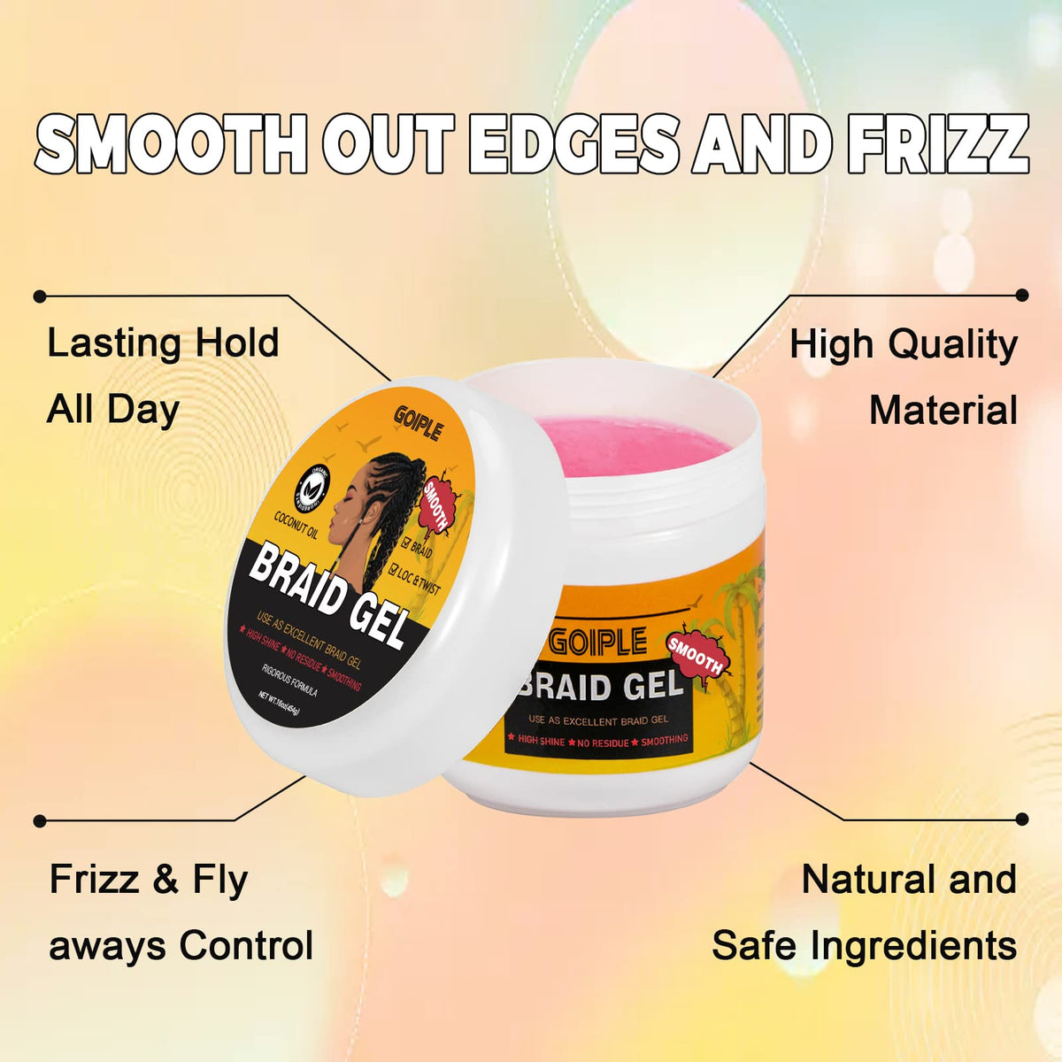 Goiple close-up ingredients label highlighting tea tree argan coconut oils