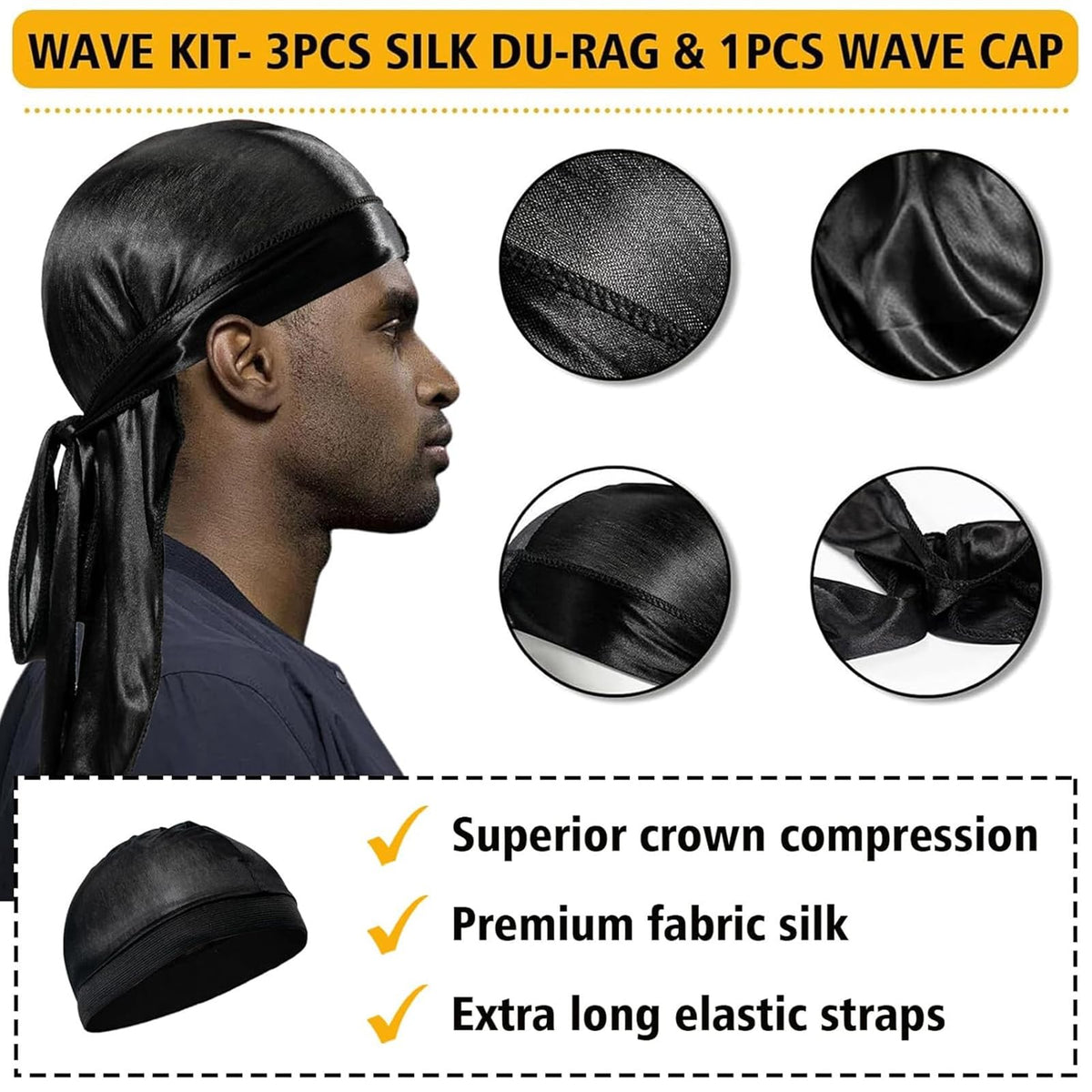 Goiple durag wrapped hair showing maintained compression and deeper waves
