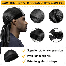 Goiple durag wrapped hair showing maintained compression and deeper waves