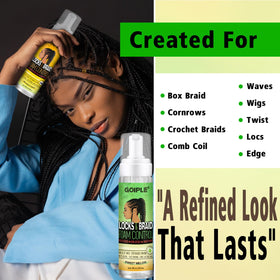 goiple used on edges demonstrating frizz control and neatness benefit