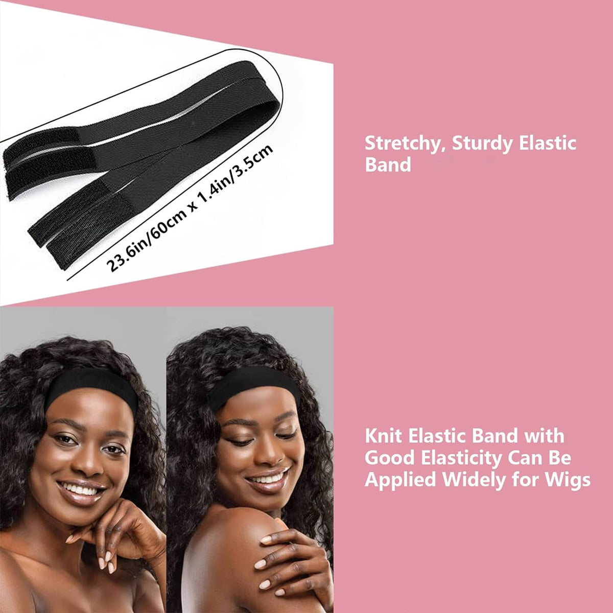 Goiple elastic bands detail showing soft material for secure, gentle wig installs