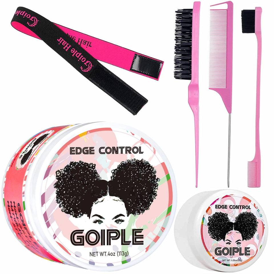 Goiple front packaging of the 6-piece edge control kit showing complete contents and benefits