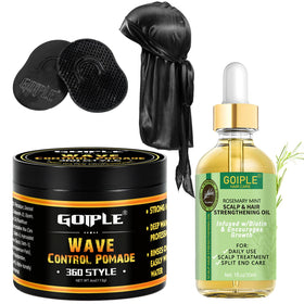 Goiple front packaging showing full wave pomade set and travel tools benefit styling convenience