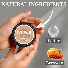 Goiple clay on hand being warmed for easy spread and fast styling benefit