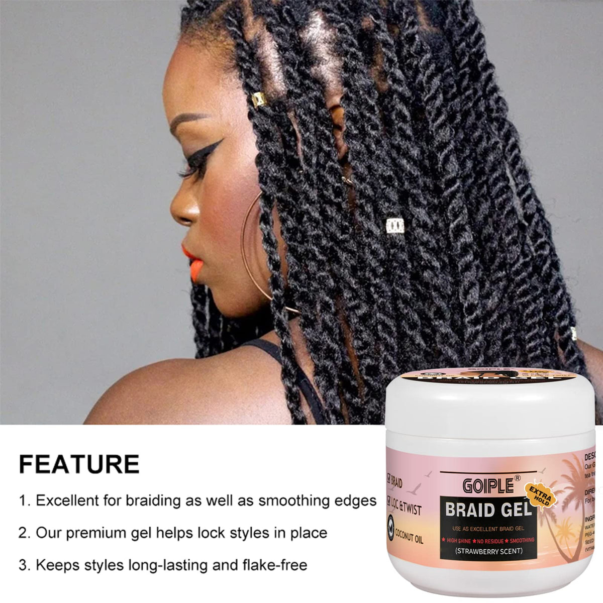 Finished polished braids styled using Goiple for long lasting shine