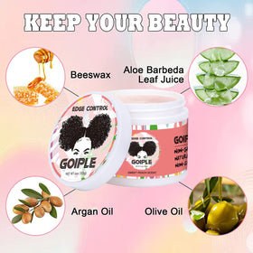Goiple open 4oz peach-flavored edge control jar showing creamy texture and nourishment