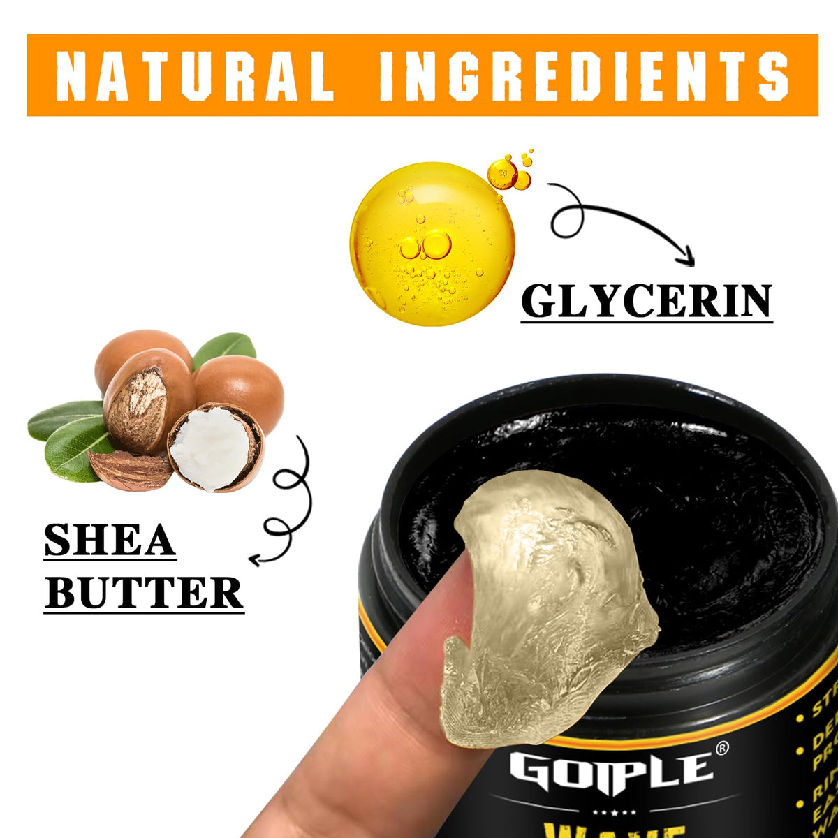 Goiple pomade texture close-up showing creamy consistency for even application and strong hold