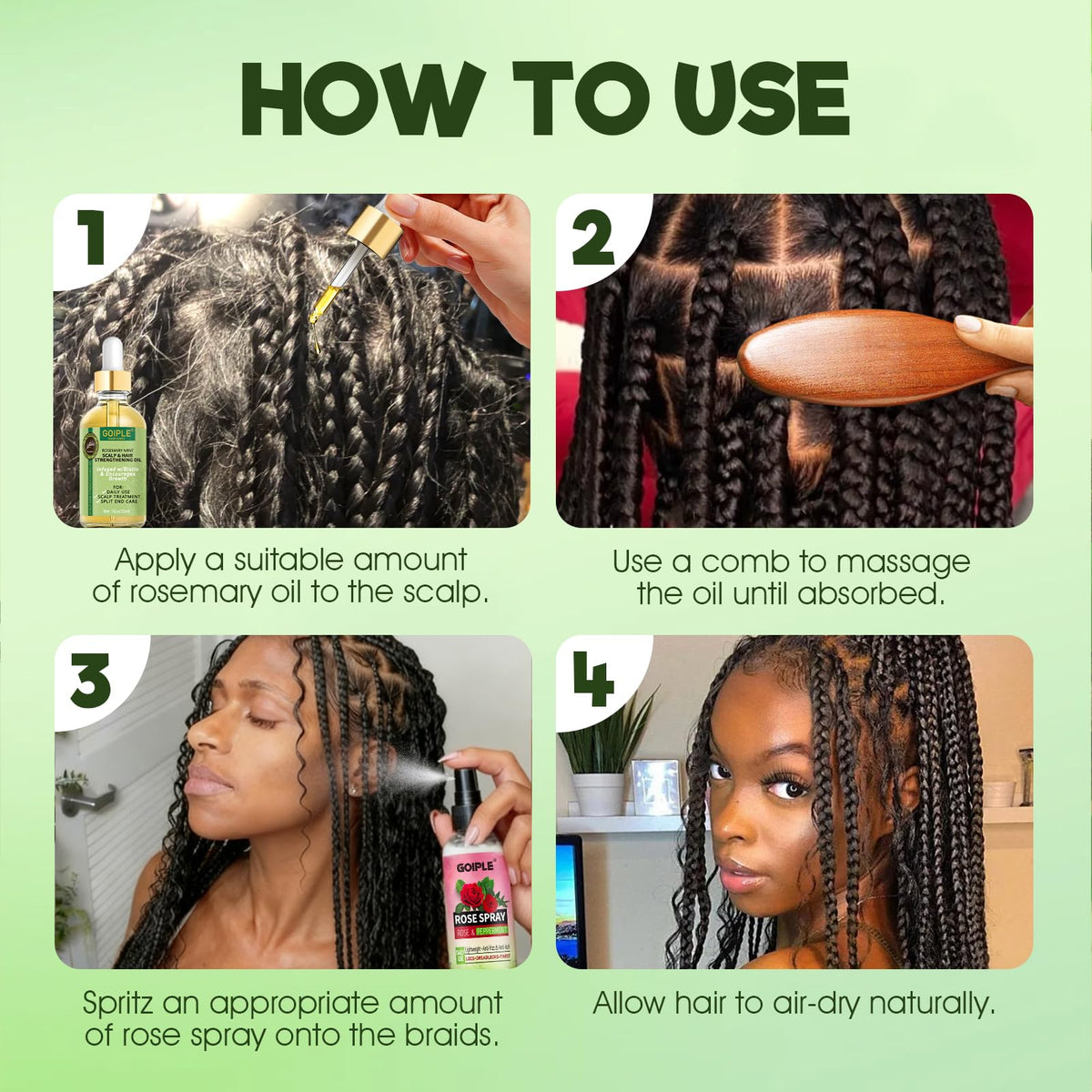 Goiple scalp massage with brush stimulating scalp comfort and circulation