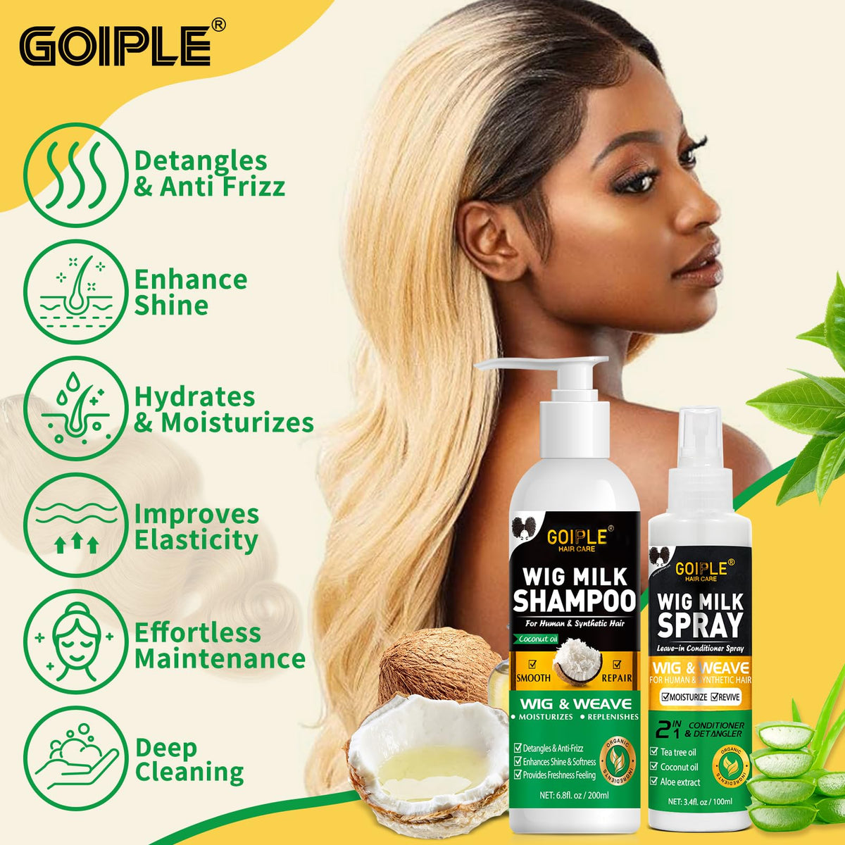Goiple shampoo pouring into hand to demonstrate gentle, pH-balanced cleanse