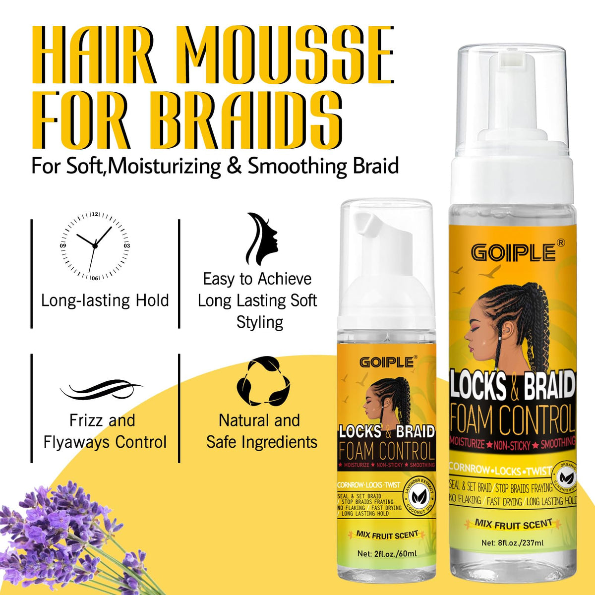 Goiple high shine detail on braids showing glossy result