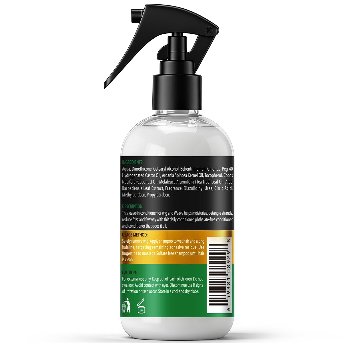 Goiple mist applied to human hair wig showing soft natural shine