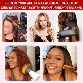 Goiple spray applied to human hair wig for quick smoothing benefit
