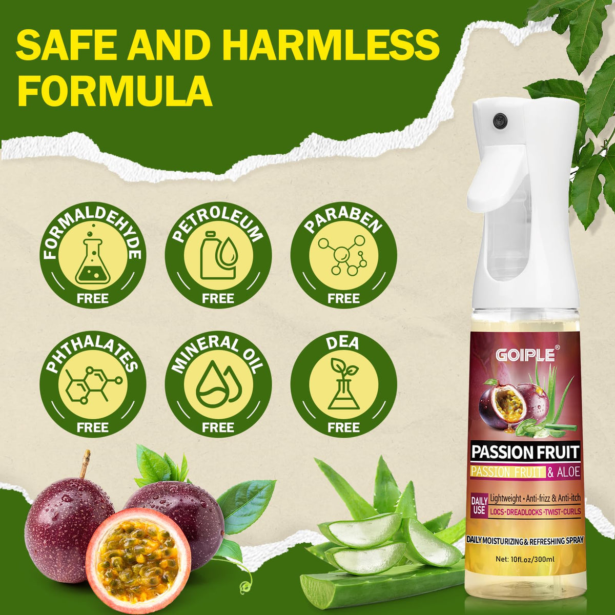 Goiple being sprayed onto locs to refresh and reduce frizz