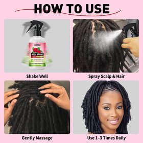 Goiple spraying onto dreadlocks demonstrating scalp refreshment