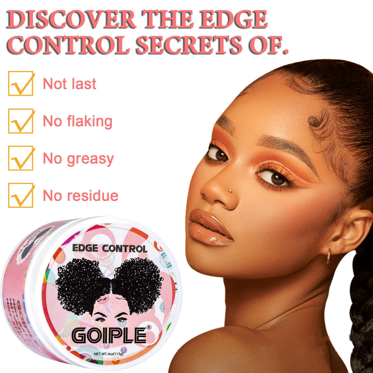Goiple wig band and brushes in use showing tidy edges and reduced frizz