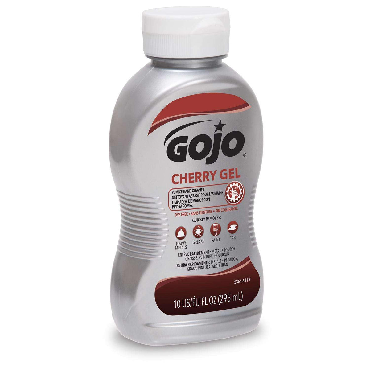 GOJO cherry gel texture closeup showing pumice particles and effective scrubbing