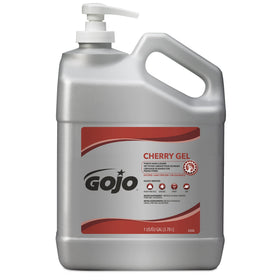 GOJO front packaging showing pump bottle and cherry gel, clear identification and benefit