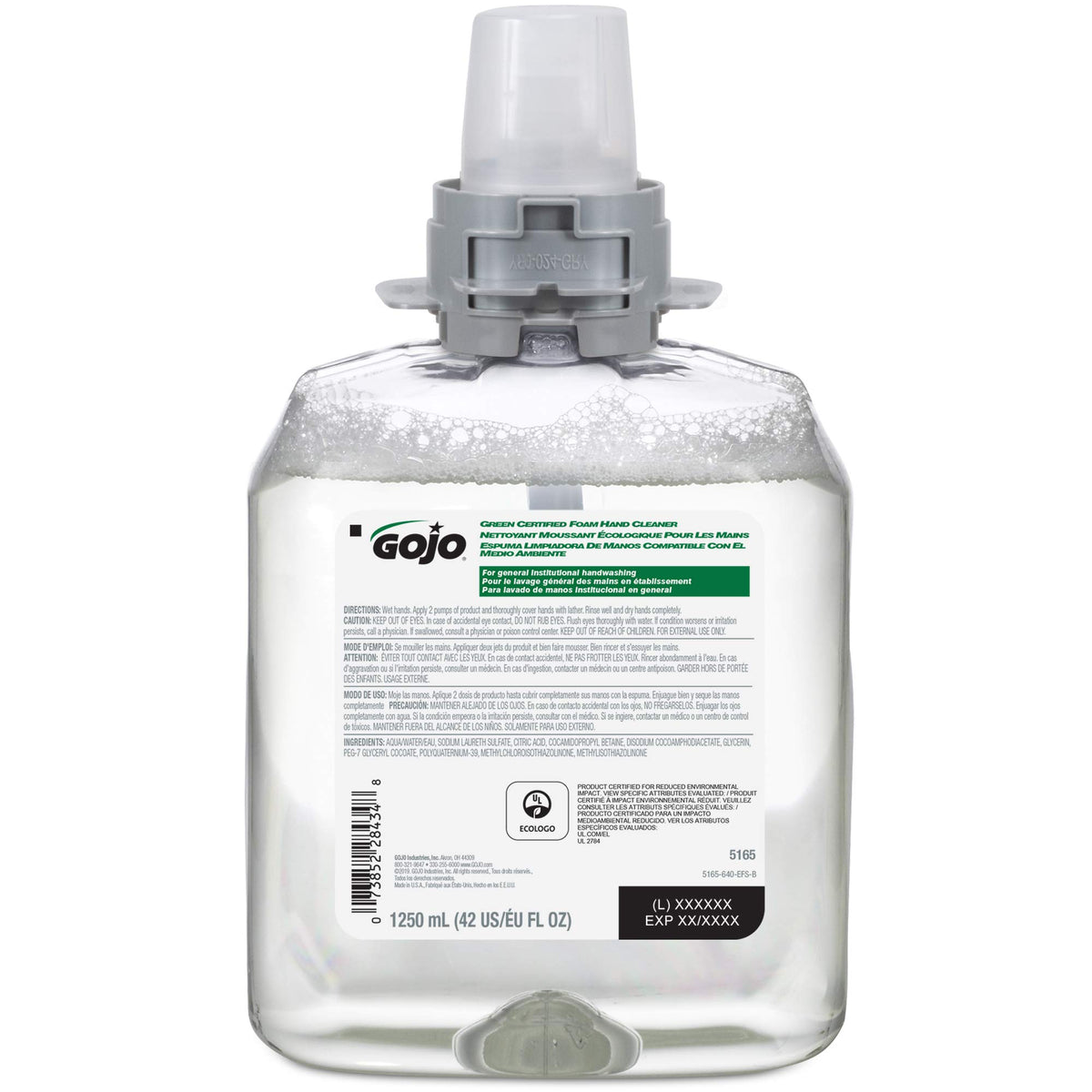 GOJO dispenser close-up of refill click tab ensuring secure fit and easy maintenance