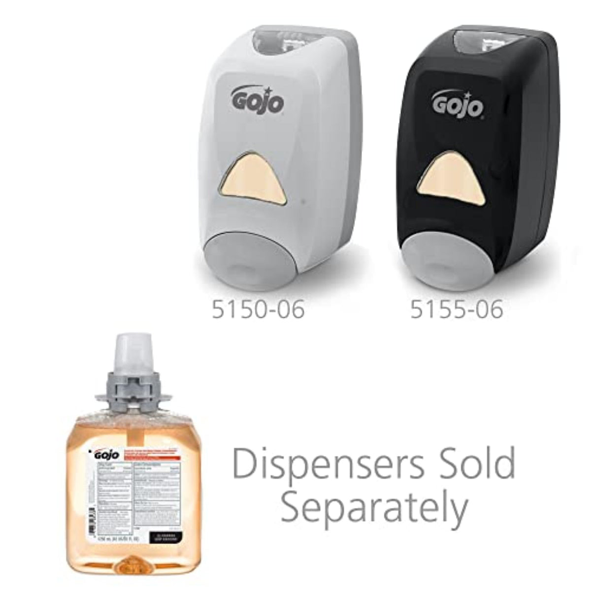 GOJO FMX refill installed in a push-style dispenser, demonstrating quick sanitary changeover