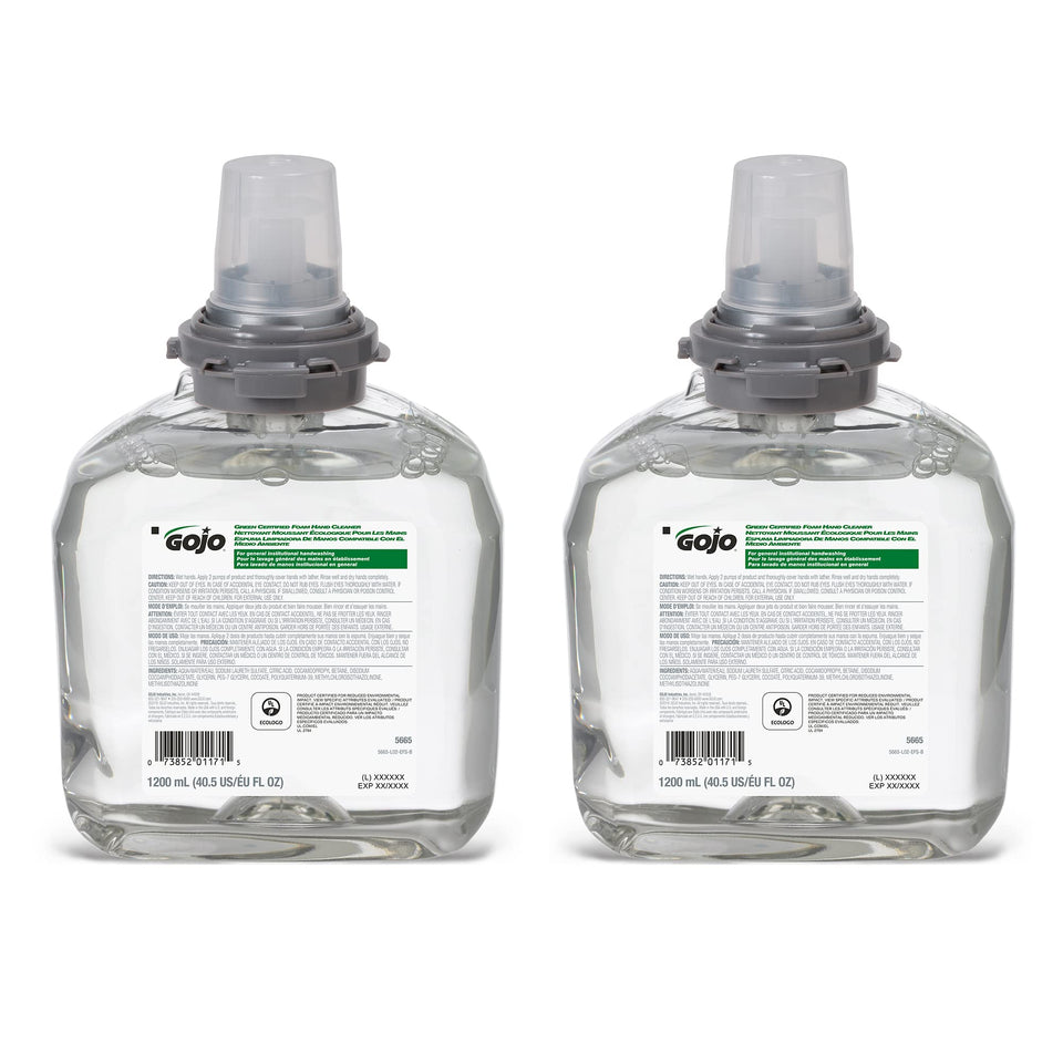 GOJO front packaging 1200 mL refill showing capacity and pack benefits