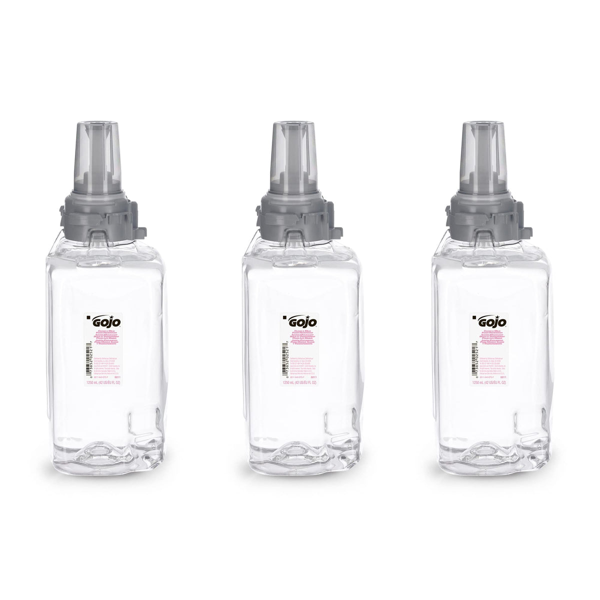 GOJO front packaging three refills showing capacity and convenience