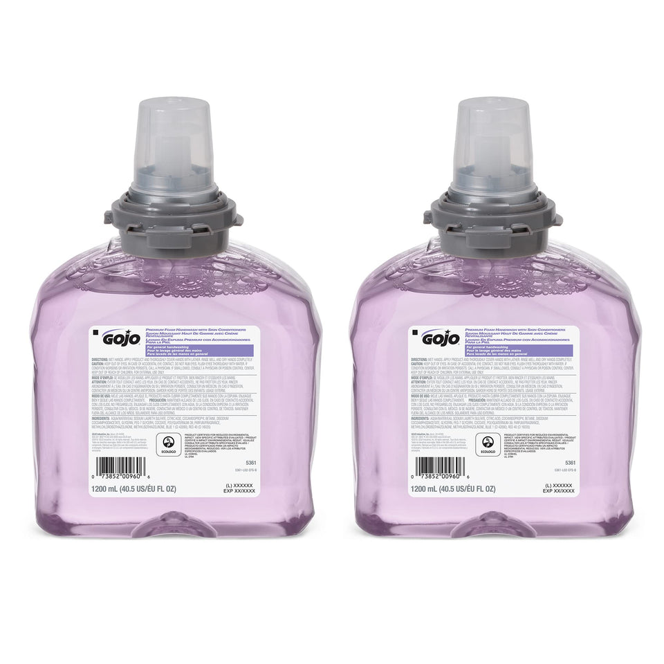 GOJO front packaging cranberry 1200 mL refill showing label and benefits