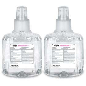 GOJO front packaging showing 1200 mL plum refill and visible fill level, promotes efficient restocking