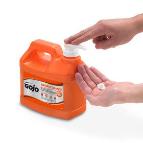 GOJO Natural Orange pumice texture close-up showing abrasive particles for effective scrubbing
