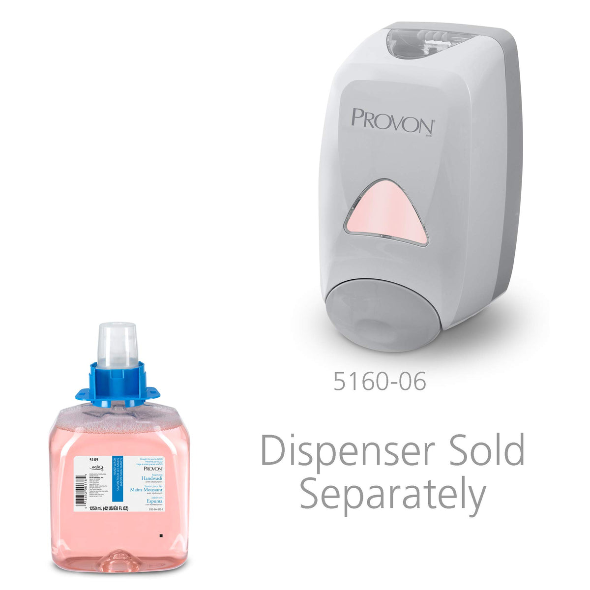 GOJO PROVON bottle beside dispenser showing 1250 mL size advantage