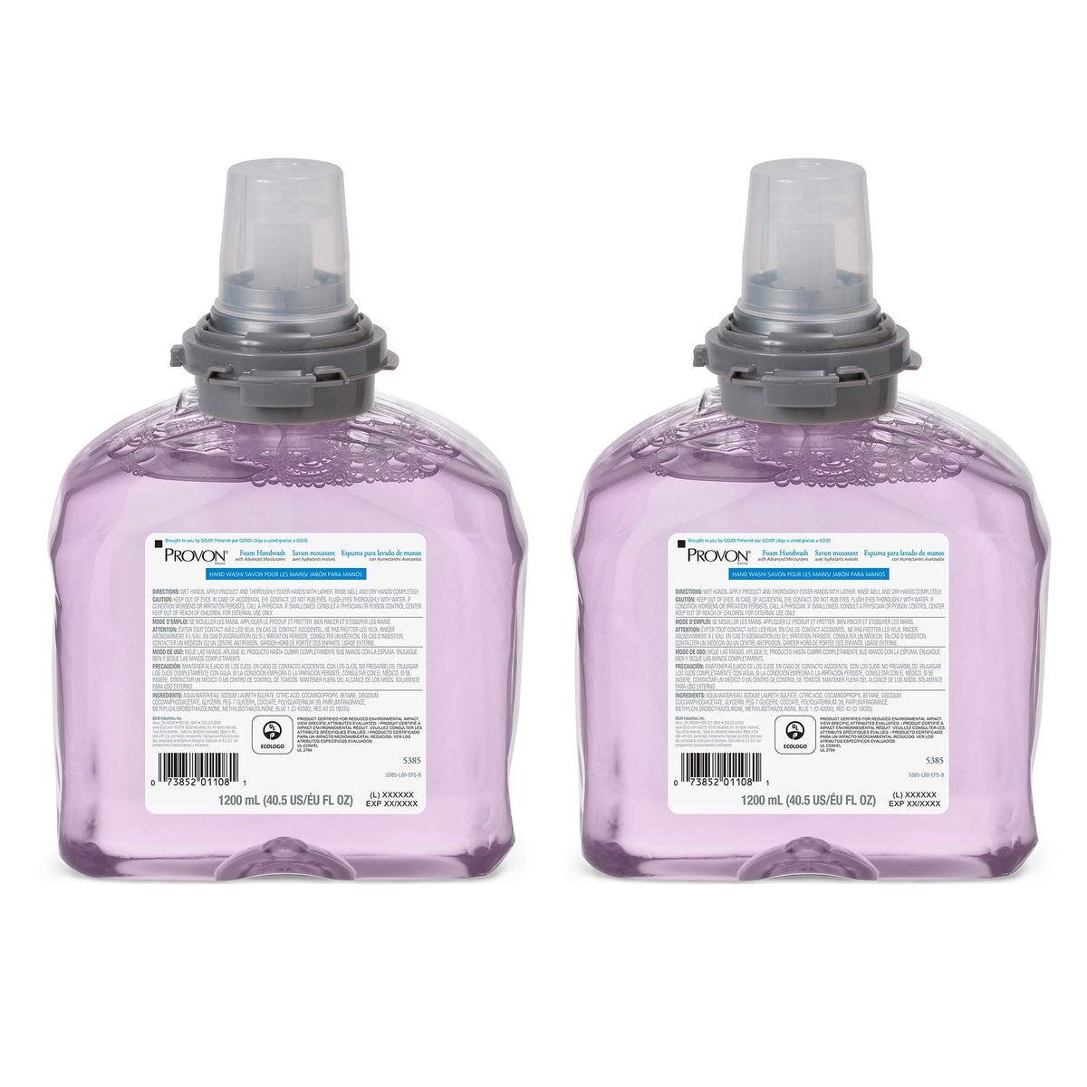 GOJO PROVON front packaging shows 1200 mL cranberry refill and hygiene benefit