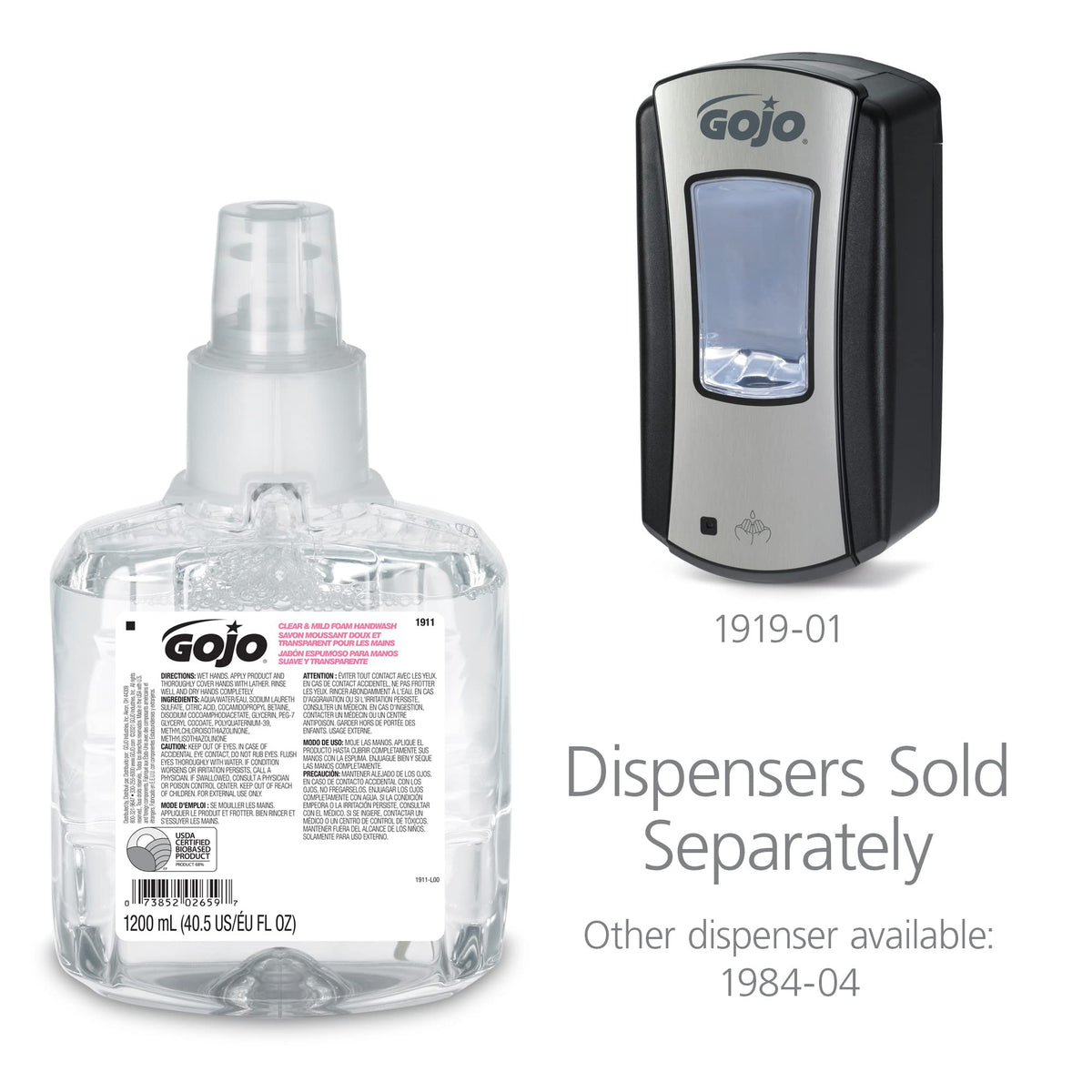 GOJO removable pump removed from refill illustrating easier recycling and maintenance advantage