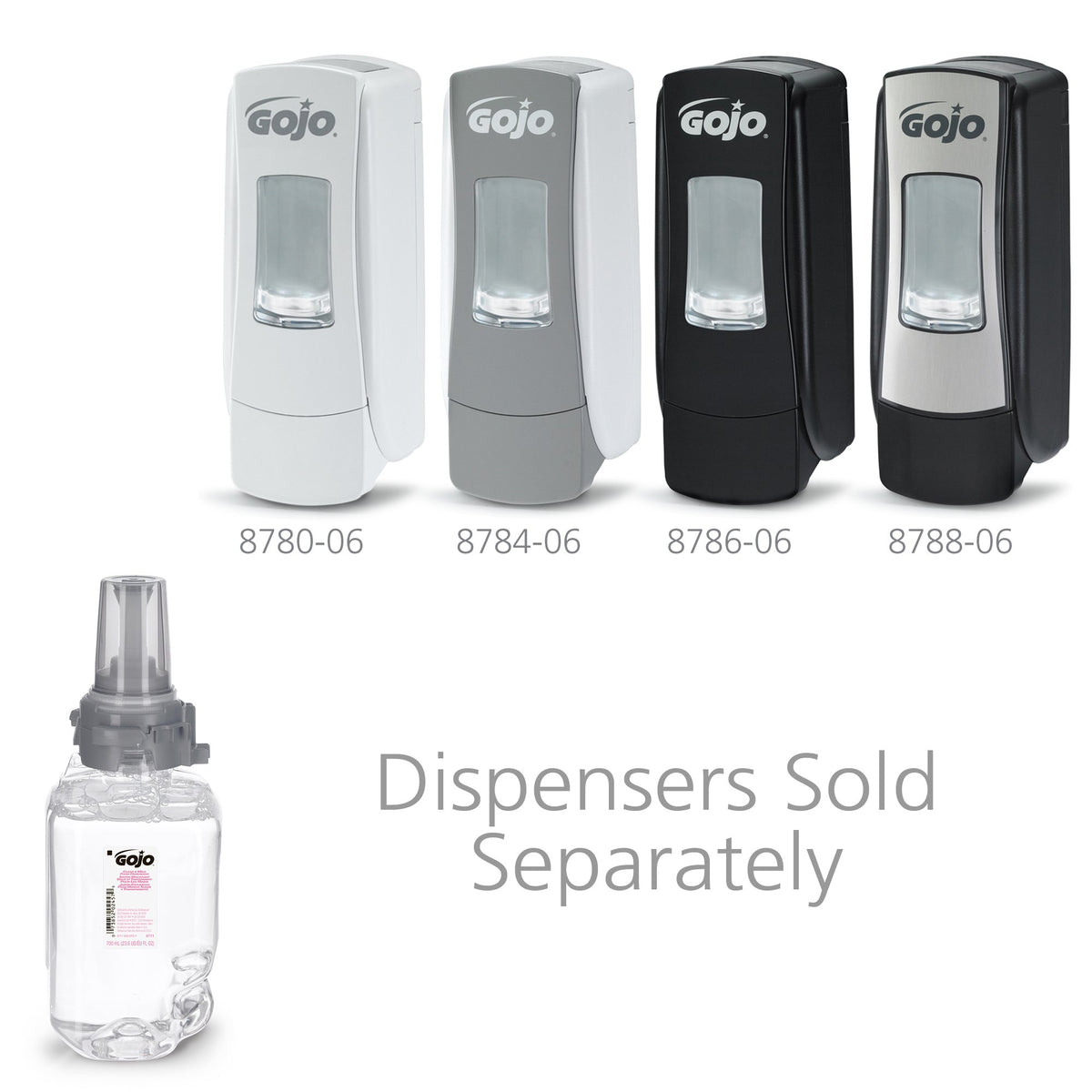 GOJO refill valve detail highlighting fresh dispensing valve and hygienic start benefit