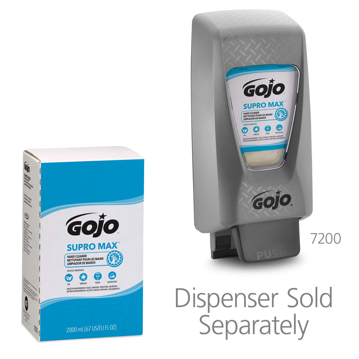 GOJO SUPRO MAX next to ruler for scale showing 2000 mL refill capacity