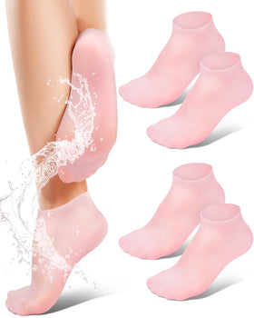 Golbylicc front view of two pairs of silicone moisturizing socks showing packaging and color