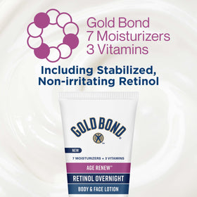 Gold Bond facial application demonstration showing gentle nighttime use