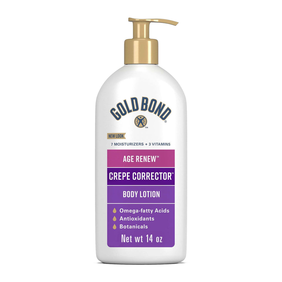 Gold Bond bottle front view showing label and 14 oz size, hydrates skin
