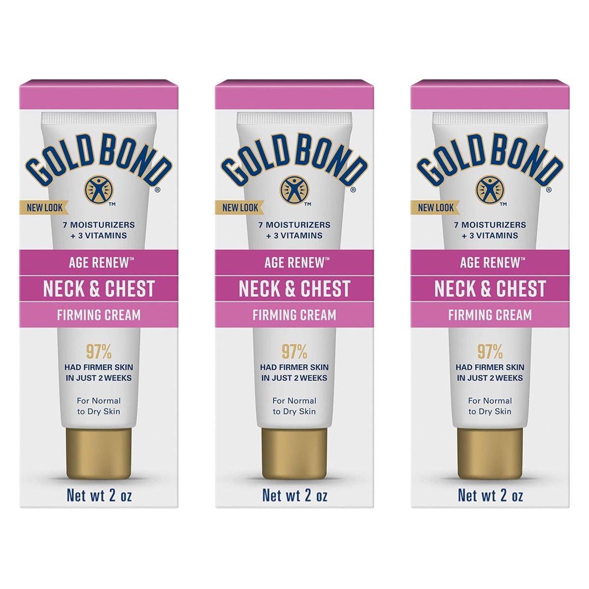 Gold Bond front packaging showing three travel-size tubes for convenience