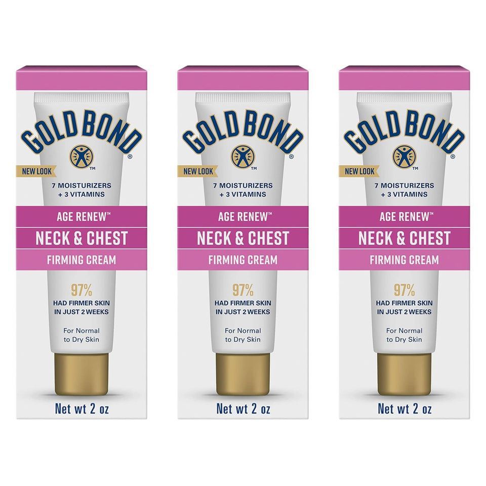 Gold Bond front packaging showing three travel-size tubes for convenience