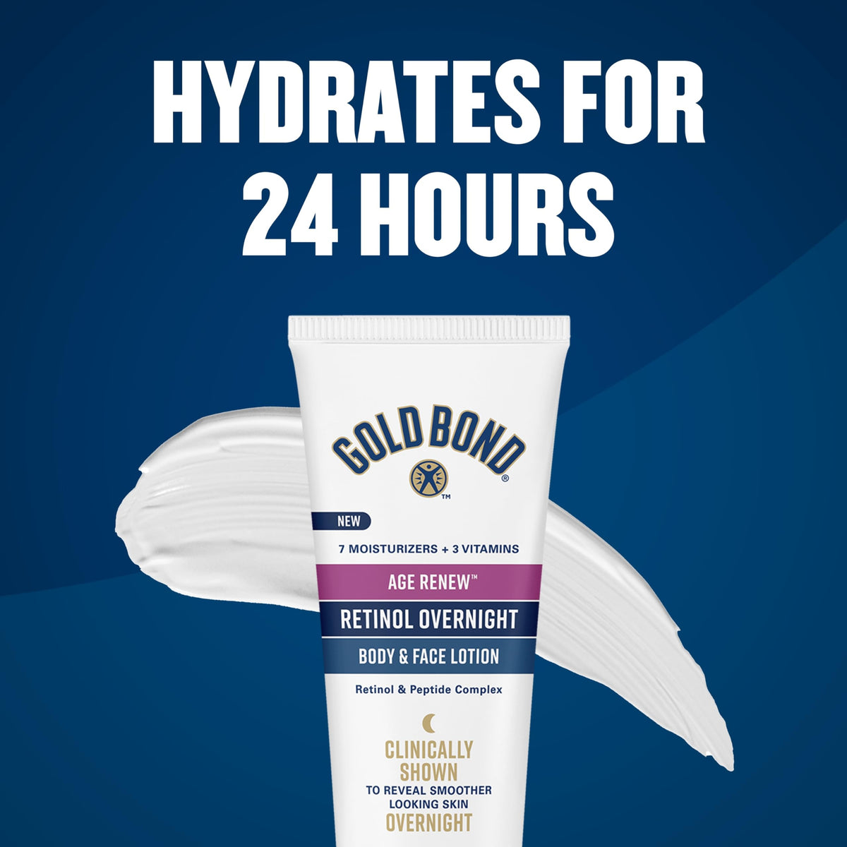 Gold Bond bottle on nightstand to convey overnight retinol routine